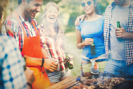 Friends having a barbecue party